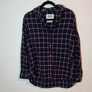 Grayson Navy Plaid Button-Down Shirt with Red and White Windowpane